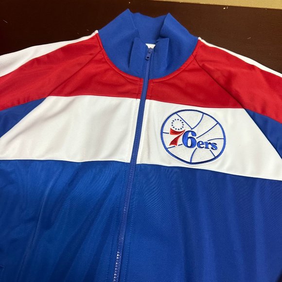Mitchell & Ness Mens Multicolor Philadelphia 76ers Tailored Fit Jacket Size XL - Picture 3 of 4